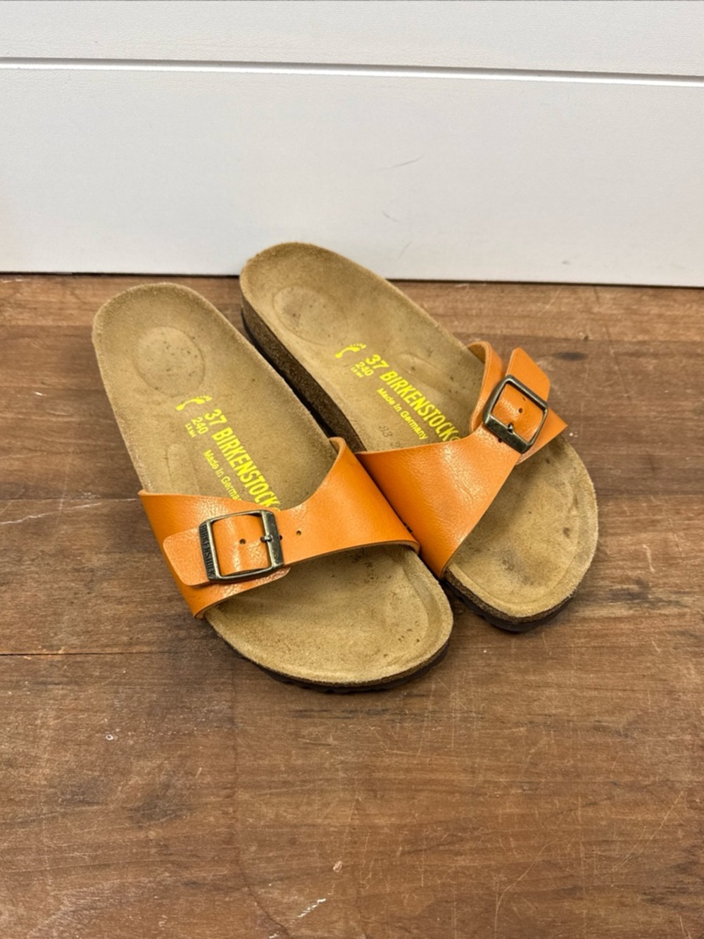 Birkenstock Madrid Leather Sling Bag in Orange/tan size 37 or 6/6.5